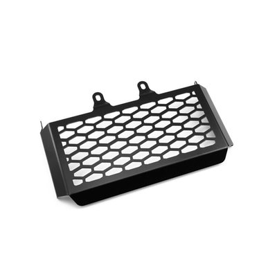 This radiator cover protects the expensive and sensitive radiator from road rocks. It has been made from black powdercoated stainless steel. Easy installation as mounted to the OEM mouting holes.