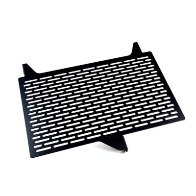 This radiator cover protects the expensive and sensitive radiator from road rocks. It has been made from black powdercoated stainless steel. Easy installation as mounted to the OEM mouting holes.