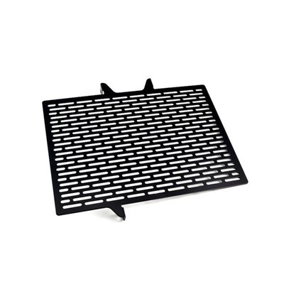 This radiator cover protects the expensive and sensitive radiator from road rocks. It has been made from black powdercoated stainless steel. Easy installation as mounted to the OEM mouting holes.
