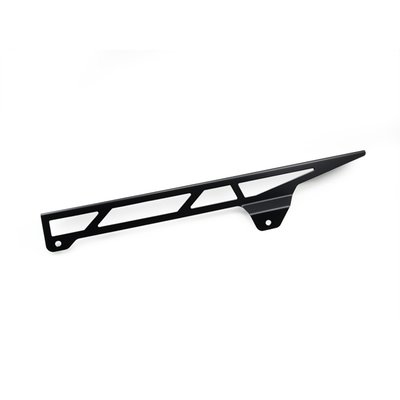 A chain guard is made to keep chain grease from being thrown around. It also is designed to catch the chain when it breaks, helping to prevent damage to bike, rider and passenger. The Zieger is both stronger and better looker than the OEM plastic guard. Manufactured from stainless steel with a black powder coated finish. Offers a simple bolt-on installation, directly to the OEM chain guard mounting holes.