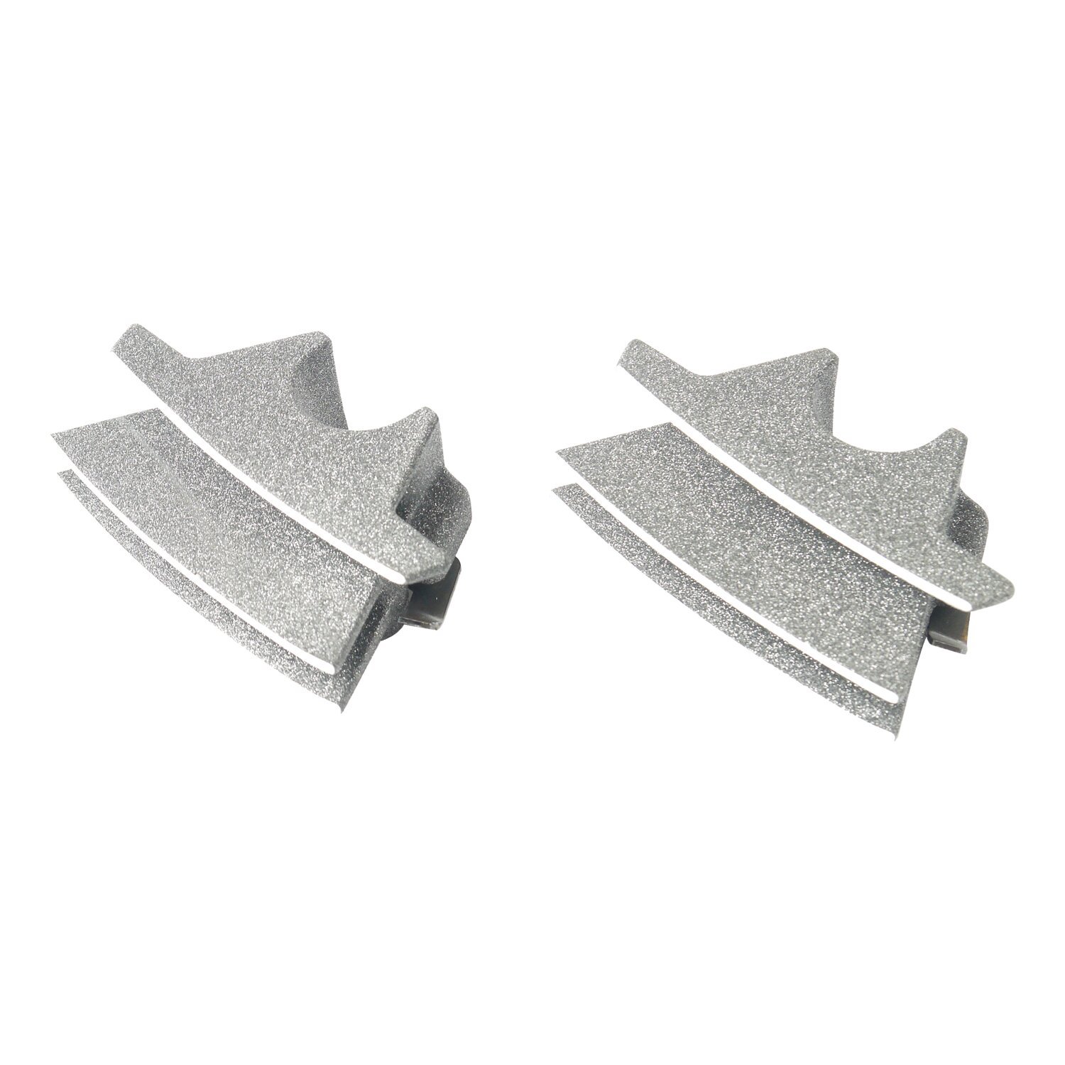 Head bolt bridge cover set. Finned, silver granite, Polished