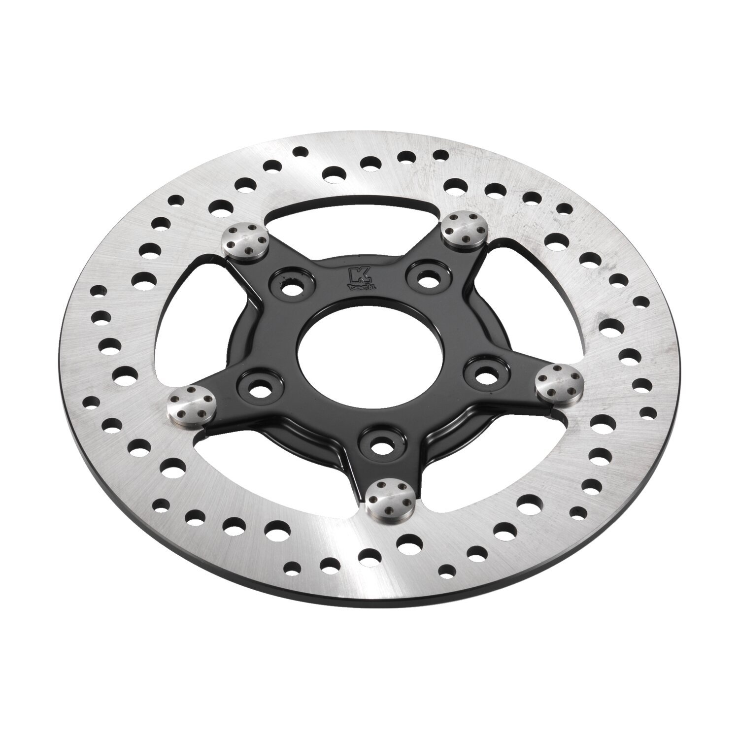 K-Tech front left brake rotor 8.5" stainless, black center, Black Anodized