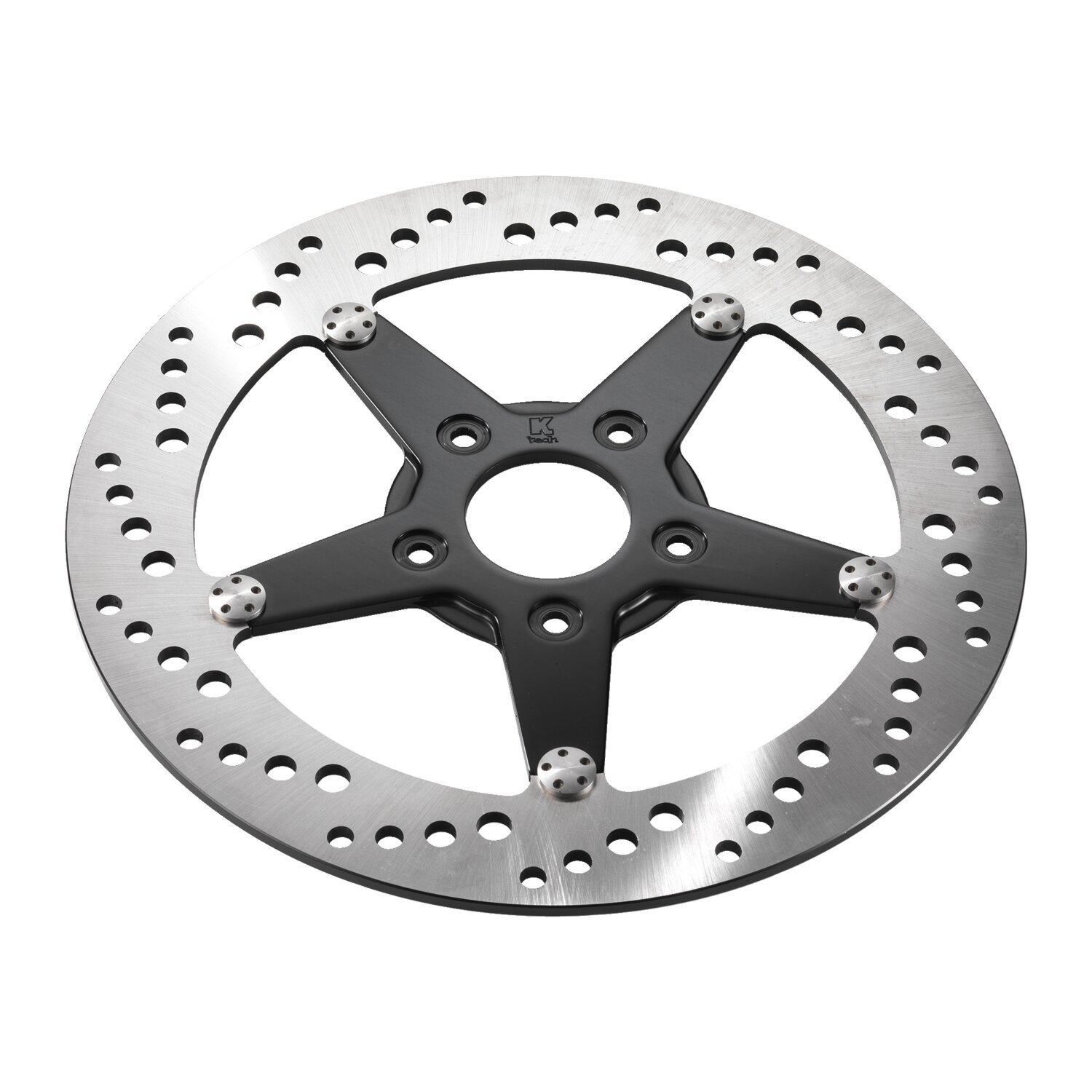 K-Tech front left brake rotor 11.5" stainless, black center, Black Anodized