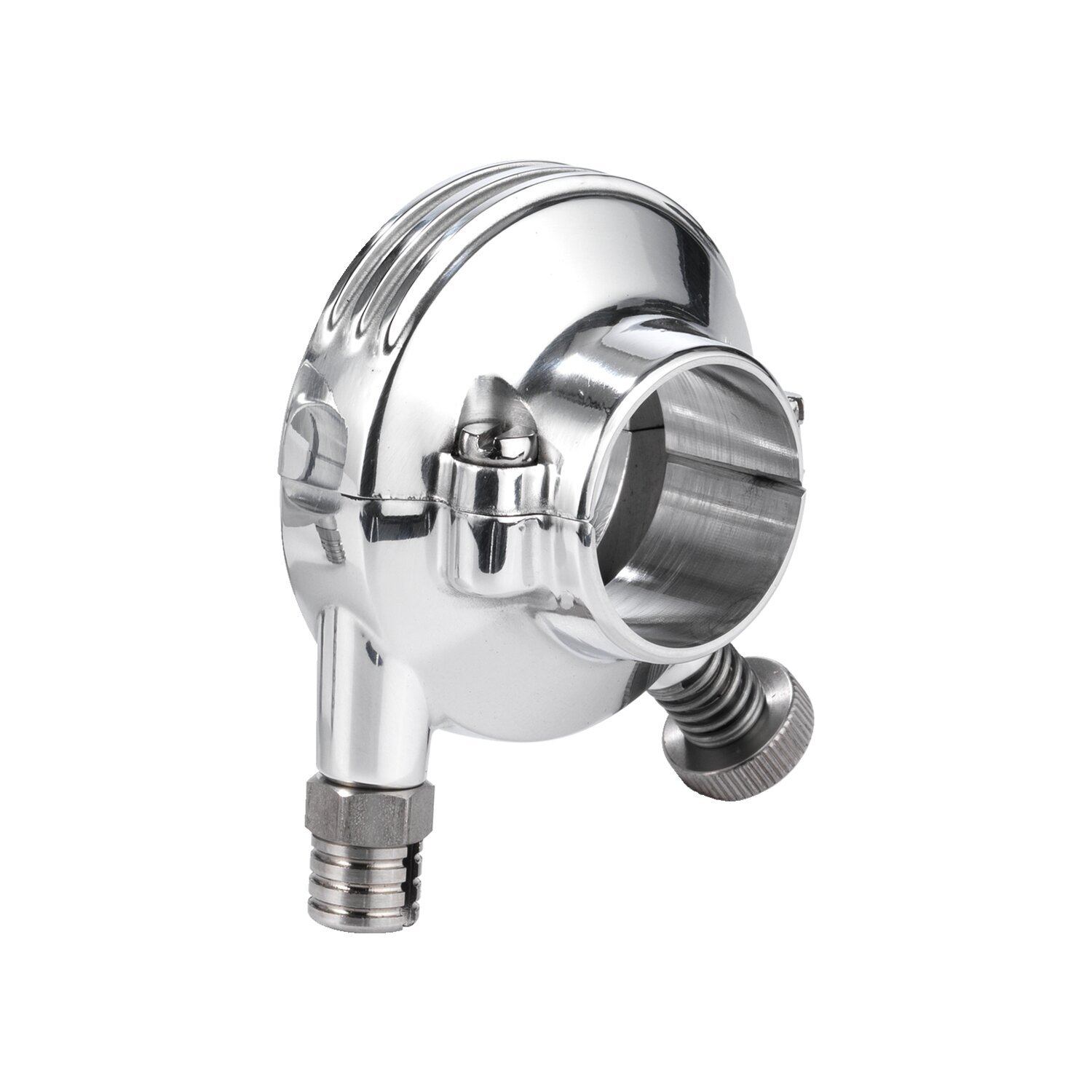 K-Tech 1" Deluxe throttle housing. Polished aluminum, Silver