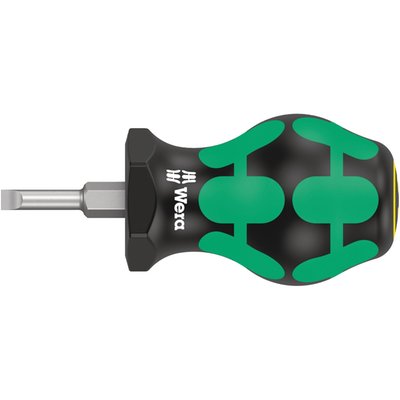 The 335 series Stubby screwdriver is designed to work in limited access spaces, like carburetor float bowl screws. Comes with special coating on the tip for a precision fit and a long service life. With anti-roll feature in the handle. Tip thickness at tip: 0,8mm. Tip width: 4mm. Shaft length: 24,5mm. Handle length: 54mm. Shaft diameter: 4mm.