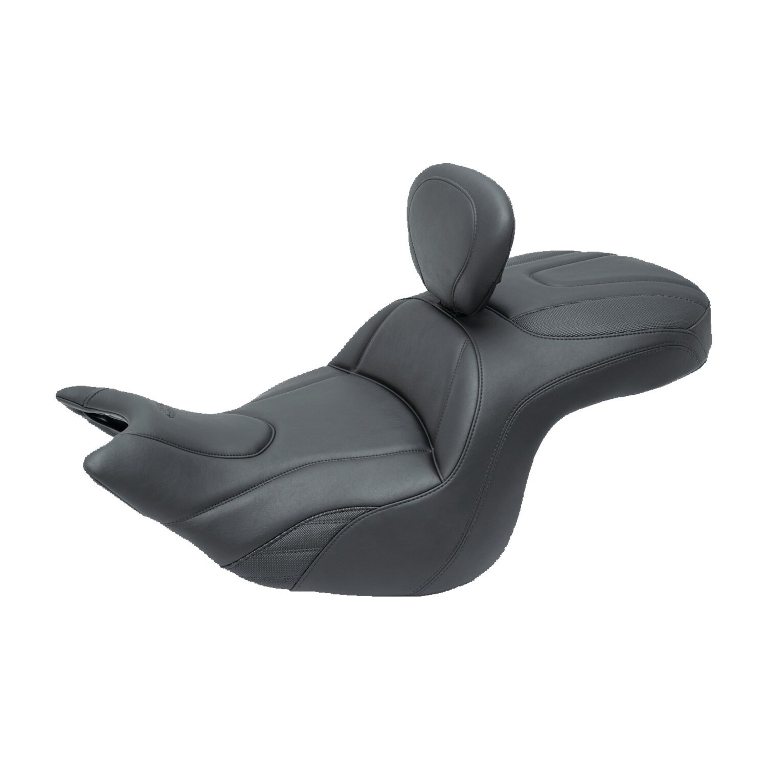 Mustang, standard Touring one-piece seat with rider backrest, Black