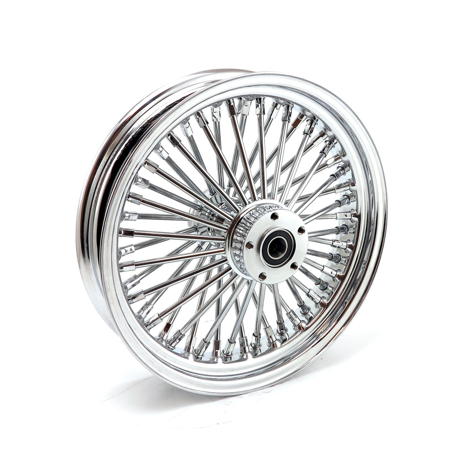 MCS radial 48 fat spoke rear wheel 3.50 x 16, Silver, Chrome