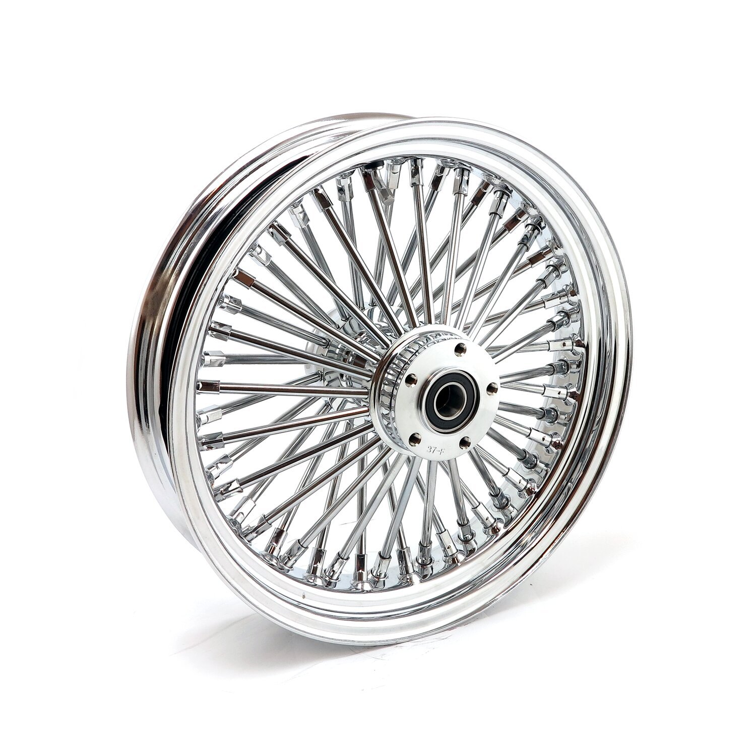 MCS radial 48 fat spoke rear wheel 3.50 x 16 chrome, Silver