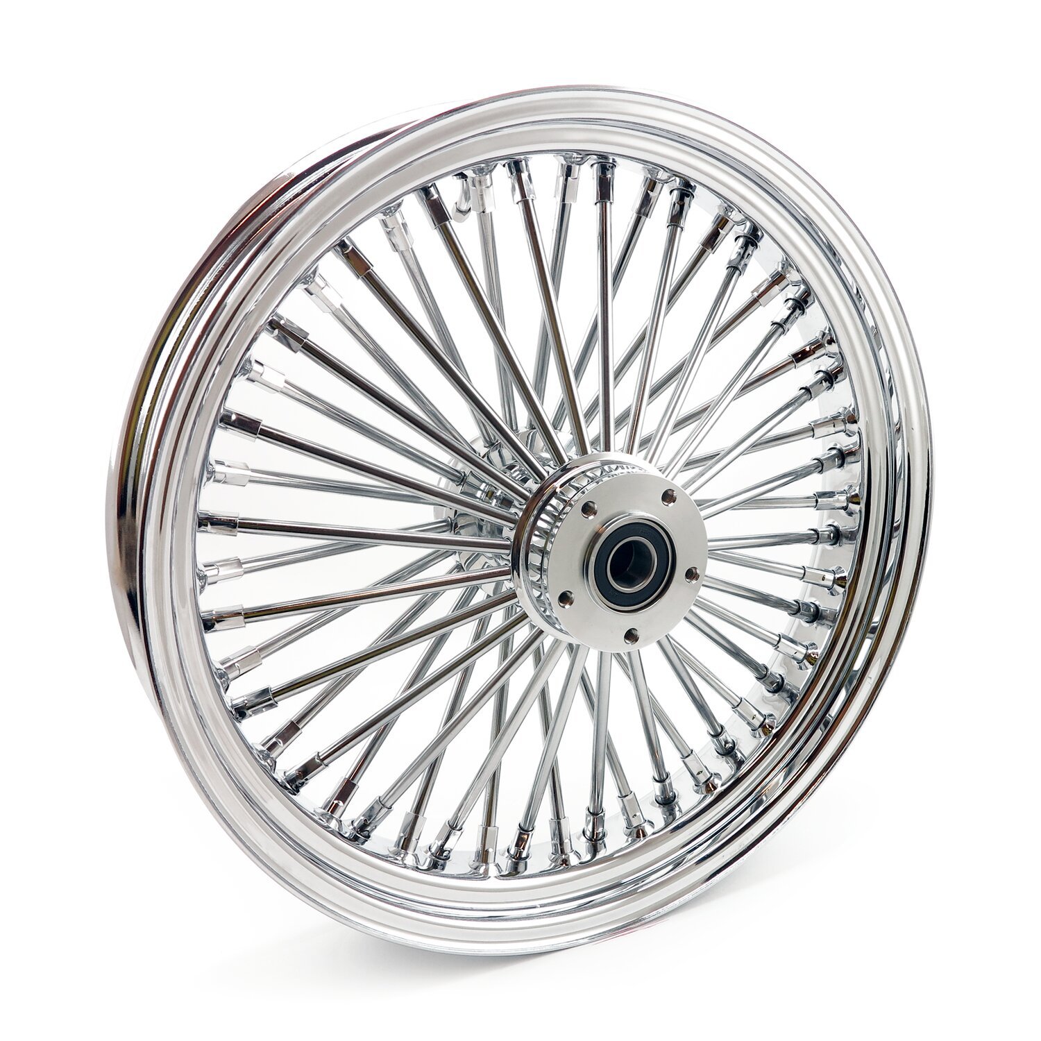 MCS radial 48 fat spoke front wheel 3.50 x 18 DF, Chrome