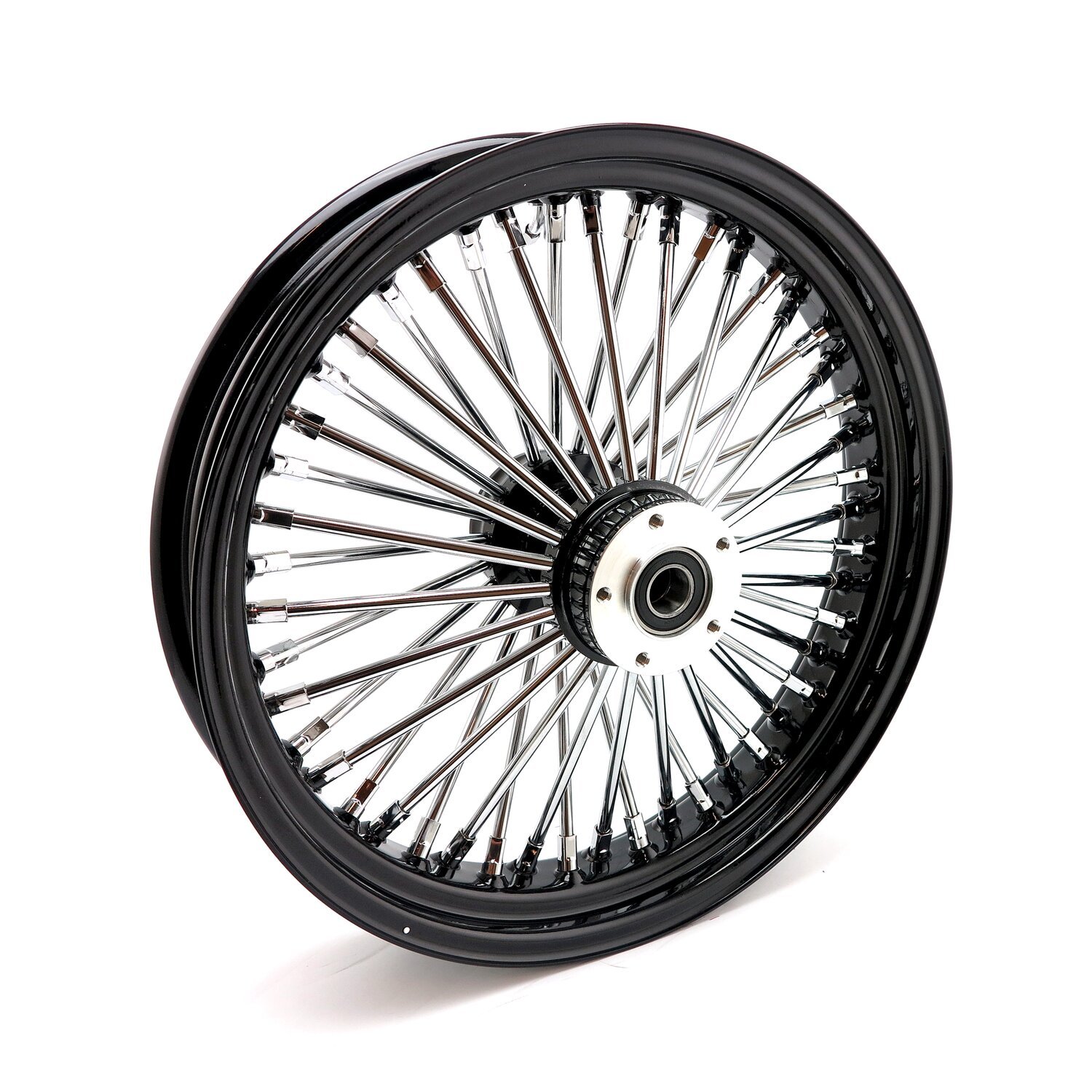 MCS radial 48 fat spoke front wheel 3.50 x 18 DF, Black, Gloss