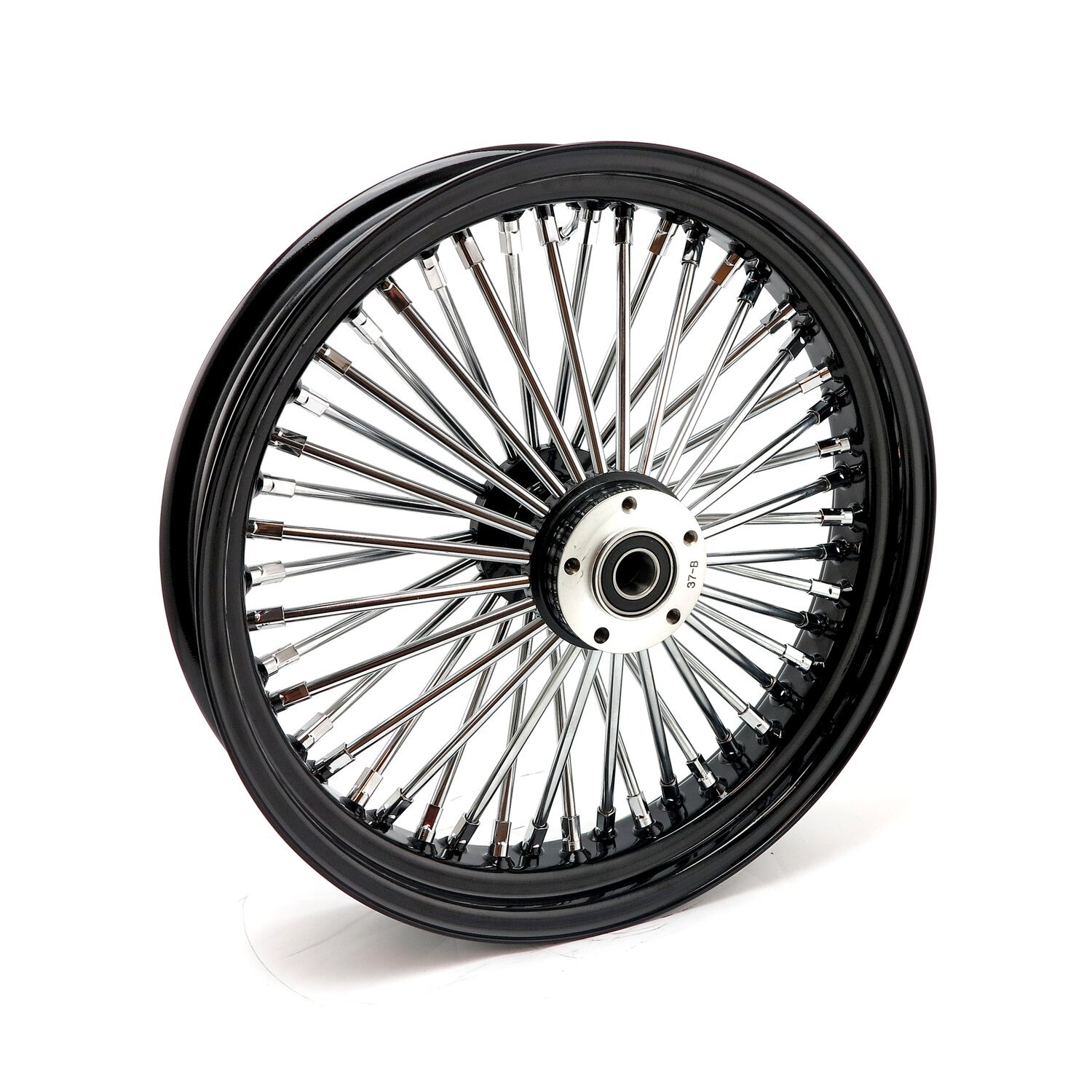 MCS radial 48 fat spoke front wheel 3.50 x 18 SF, Black, Gloss