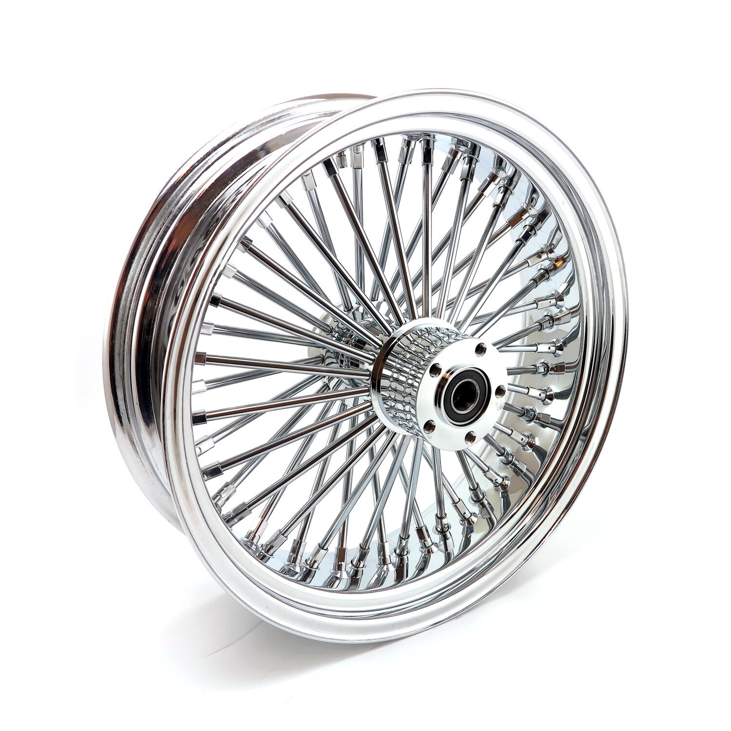 MCS radial 48 fat spoke rear wheel 5.50 x 18, Silver, Chrome