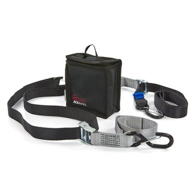 Used to secure motorcycles during transport. Comes with 2 tie-down polyester straps with 50mm zinc plated cam buckles with 35mm wide webbing and an integrated hand loop for easy adjustments. Hooks are plastic coated to help prevent damage and are equipped with locking clips for additional security. Complete with carrying bag. Bag dimensions: 18cm long x 8cm wide x 17cm high. Strap length 180cm, width 35mm. Net weight 1.15kg. Maximum payload 300daN (305kg-force).