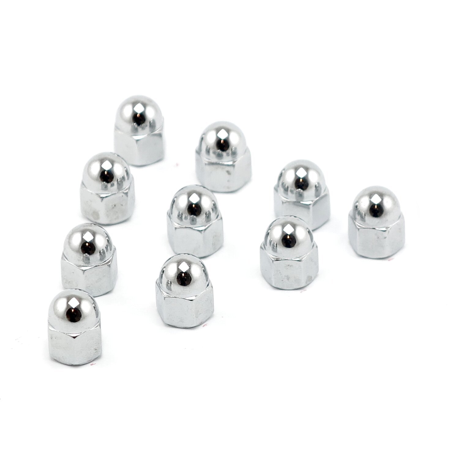 Colony, 1/2-20 acorn nuts chrome. Low Crown, Silver