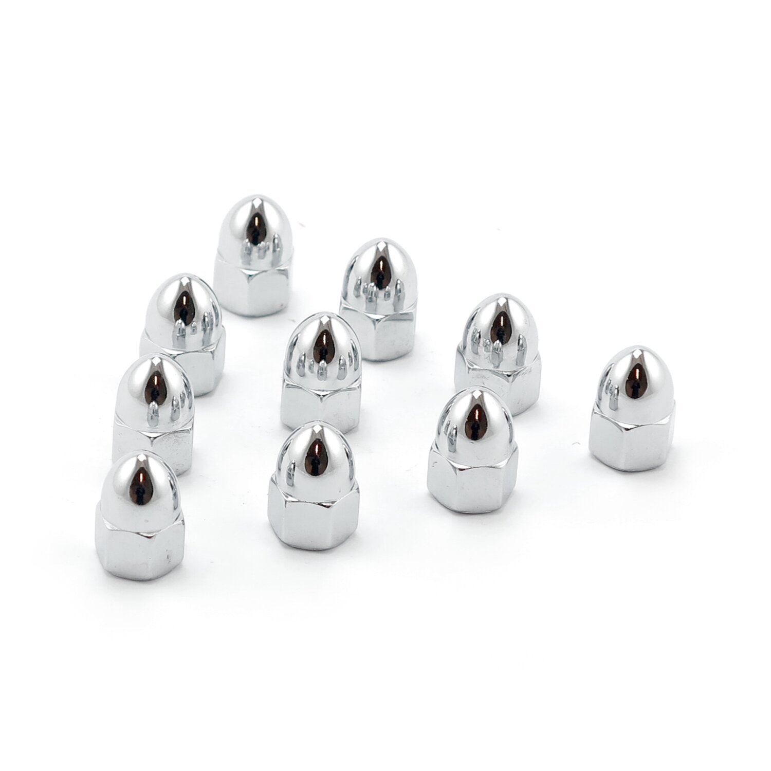 Colony, M8 x 1.25 acorn nuts chrome. High Crown