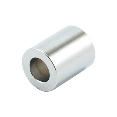 Chrome plated steel
Inner diameter: 7/16" (11.11mm)
Outside diameter: 13/16" (20.64mm)
Height: 3/8" (9.53mm)