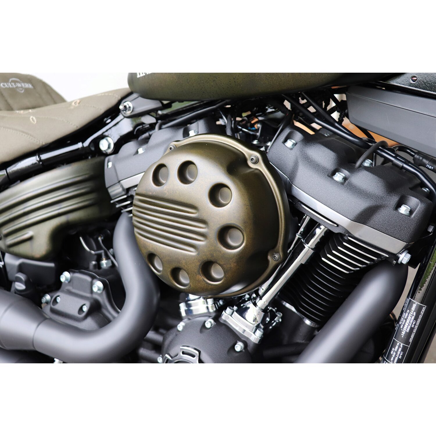 Cult-Werk, air cleaner cover. Slotted, paintable finish, Black, Matte