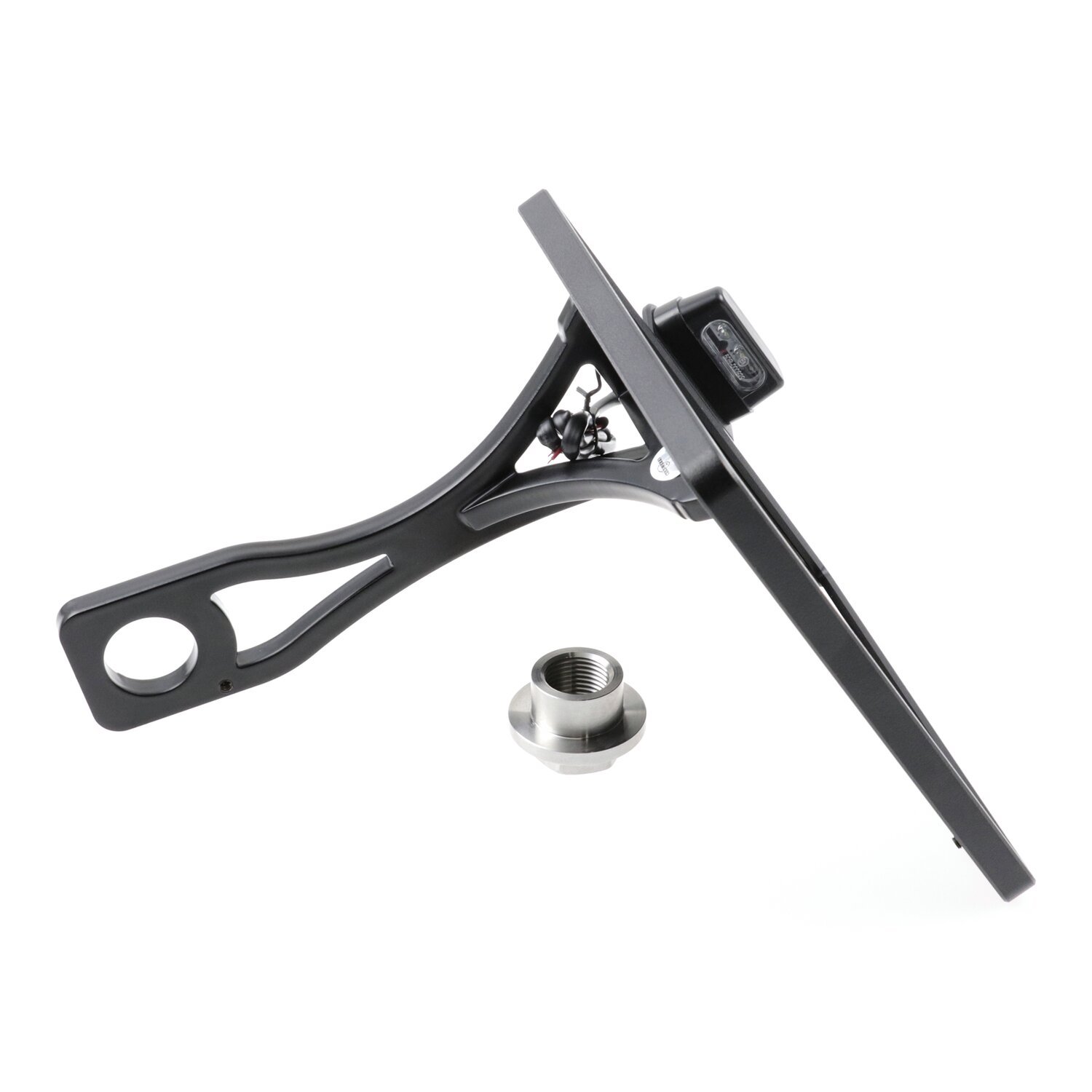 Cult-Werk, side mount license plate bracket, black. Germany, Gloss