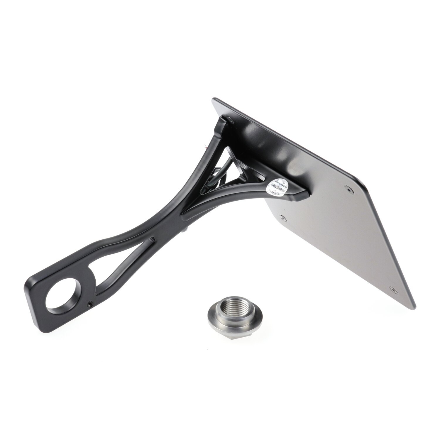 Cult-Werk, side mount license plate bracket, black. Italy, Gloss