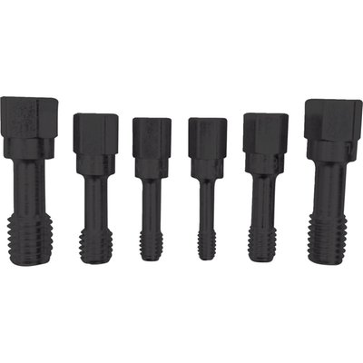 For external threads. 6-pc UNF (fine threads). Incl. 1/4"-28, 5/16"-24, 3/8"-24, 7/16"-20, 1/2"-20, 9/16"-18.  Used to restore damaged external threads. This are special threaded restoring dies that ensure a good result and they are safer in restoring threads than using regular thread cutting taps and dies. Regular cutters are sharper and can easily further damage existing threads. Packed in a re-usable clamshell package. USA made. 

Note: Not suitable for cutting new threads.