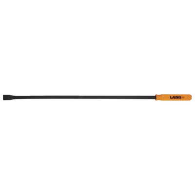 36" (94.4cm) long. Curved pry bars manufactured from a high carbon content steel alloy with an orange nylon grip. The tip is angled for best access and leverage. With steel strike cap that is directly connected to the steel of the bar itself. Exceeds ASME (American Society of Mechanical Engineers) standards.