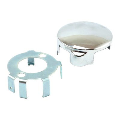 Chrome plated steel. 
OEM replacement reference 31400088