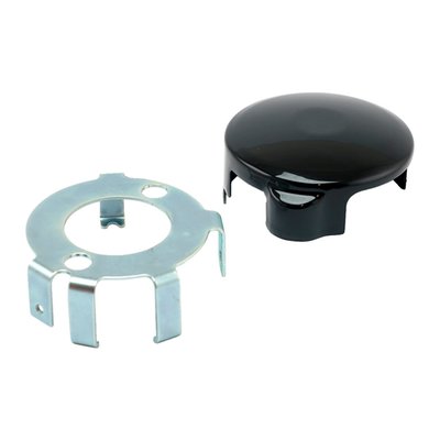 Black powder coated steel. 
OEM replacement reference 31400090