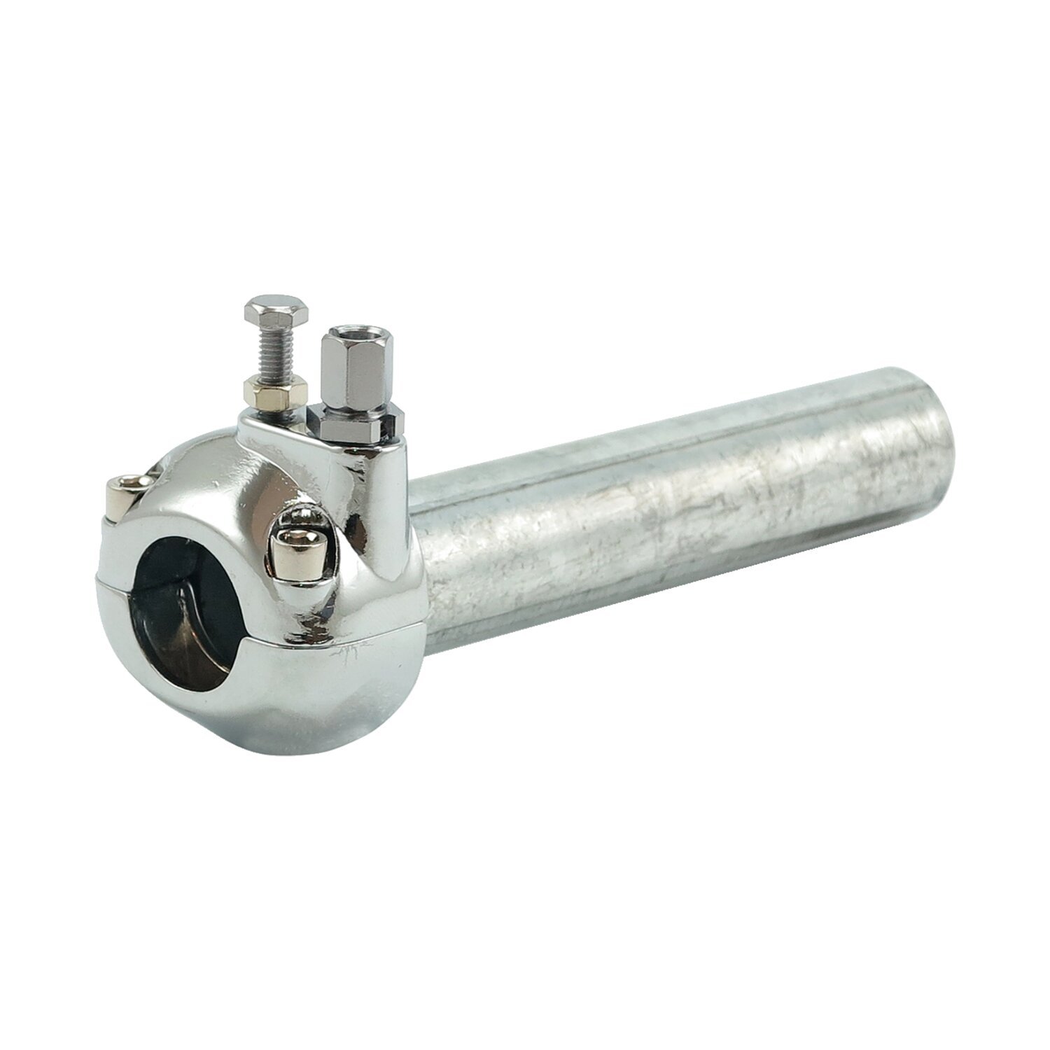 Universal metal throttle grip 7/8" handlebars, Silver, Chrome