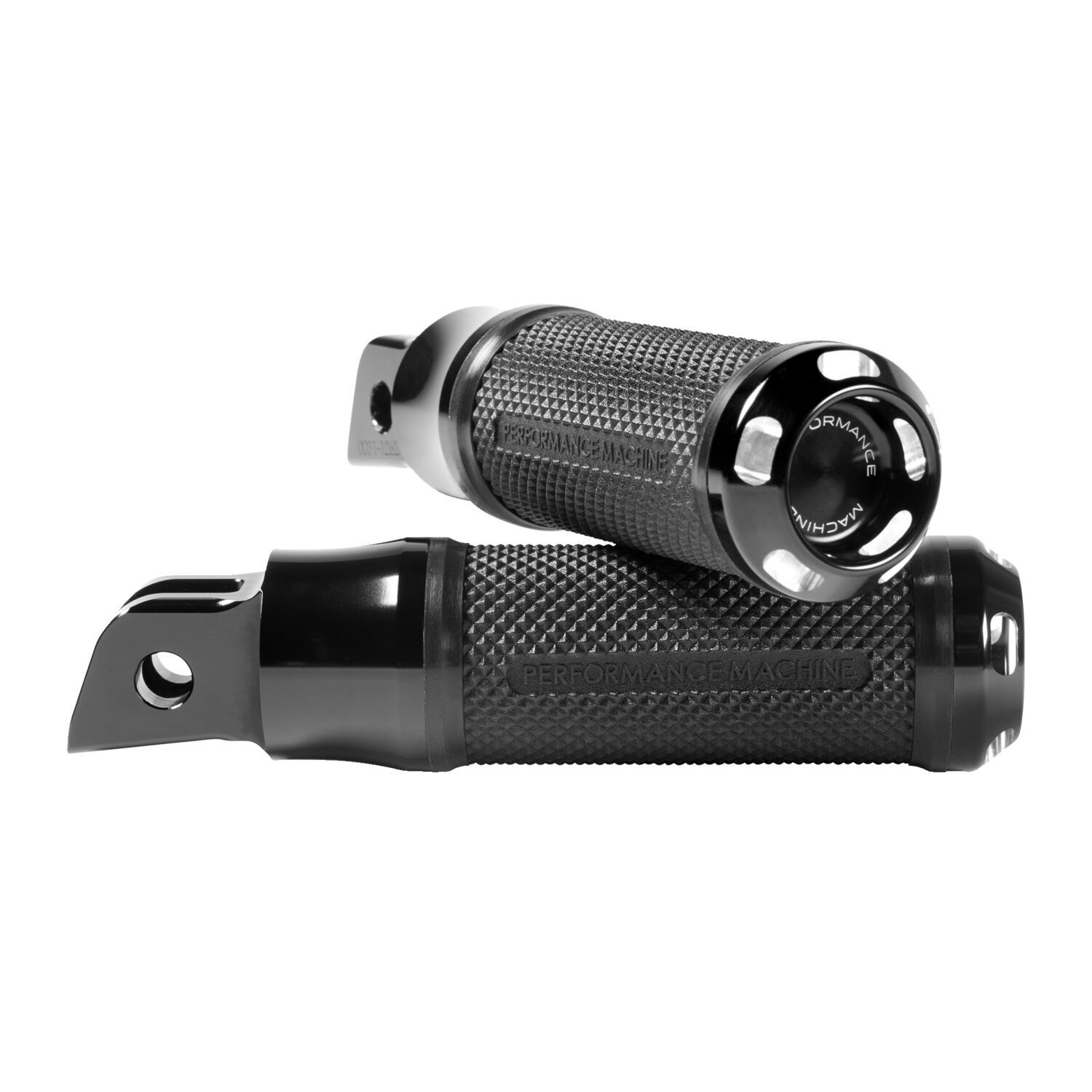 Performance Machine, Apex rider footpegs. Black CC, Contrast Cut