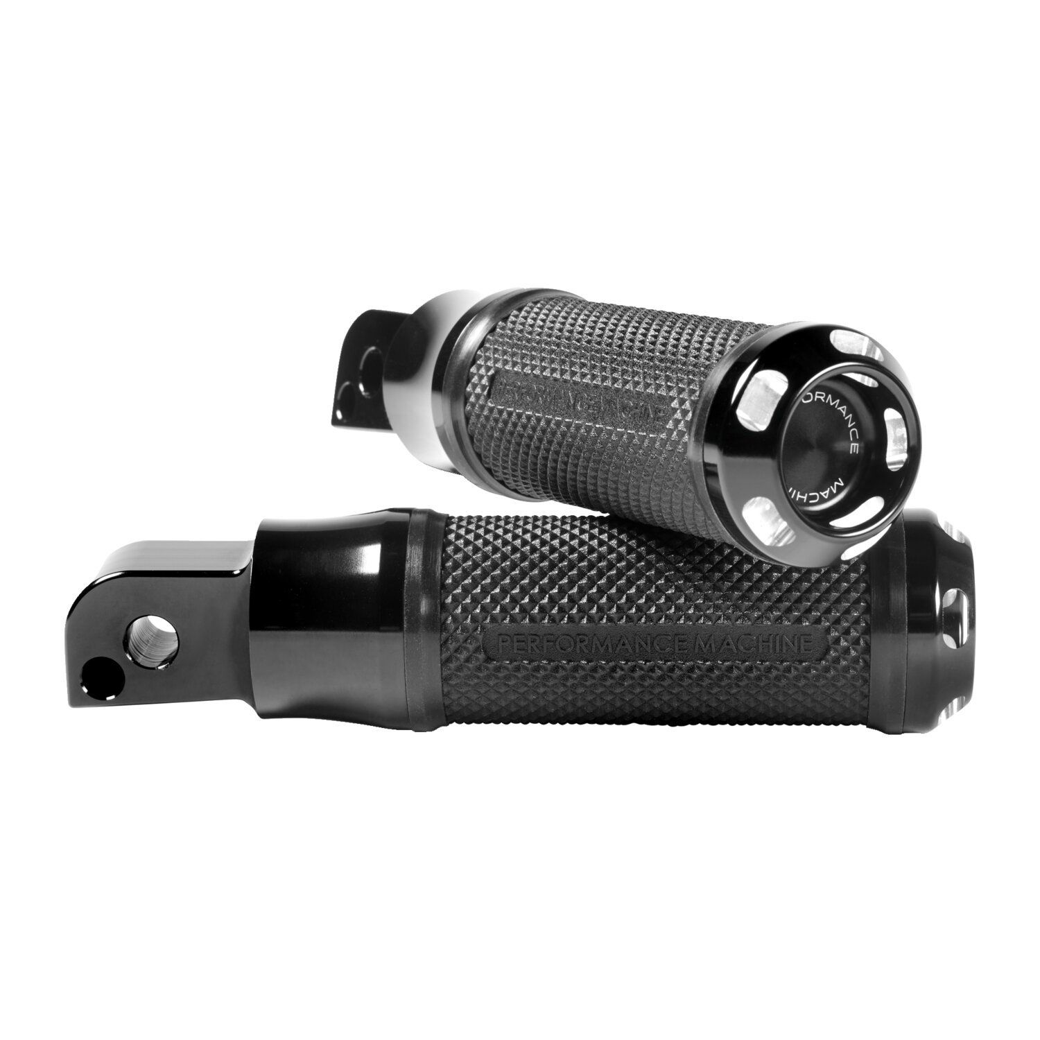 Performance Machine, Apex passenger footpegs. Black CC, Contrast Cut