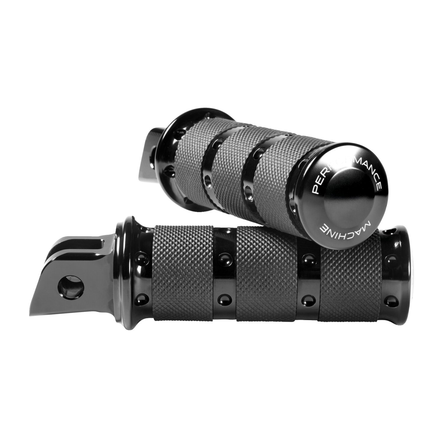 Performance Machine, XLS rider foot pegs, Black, Polished