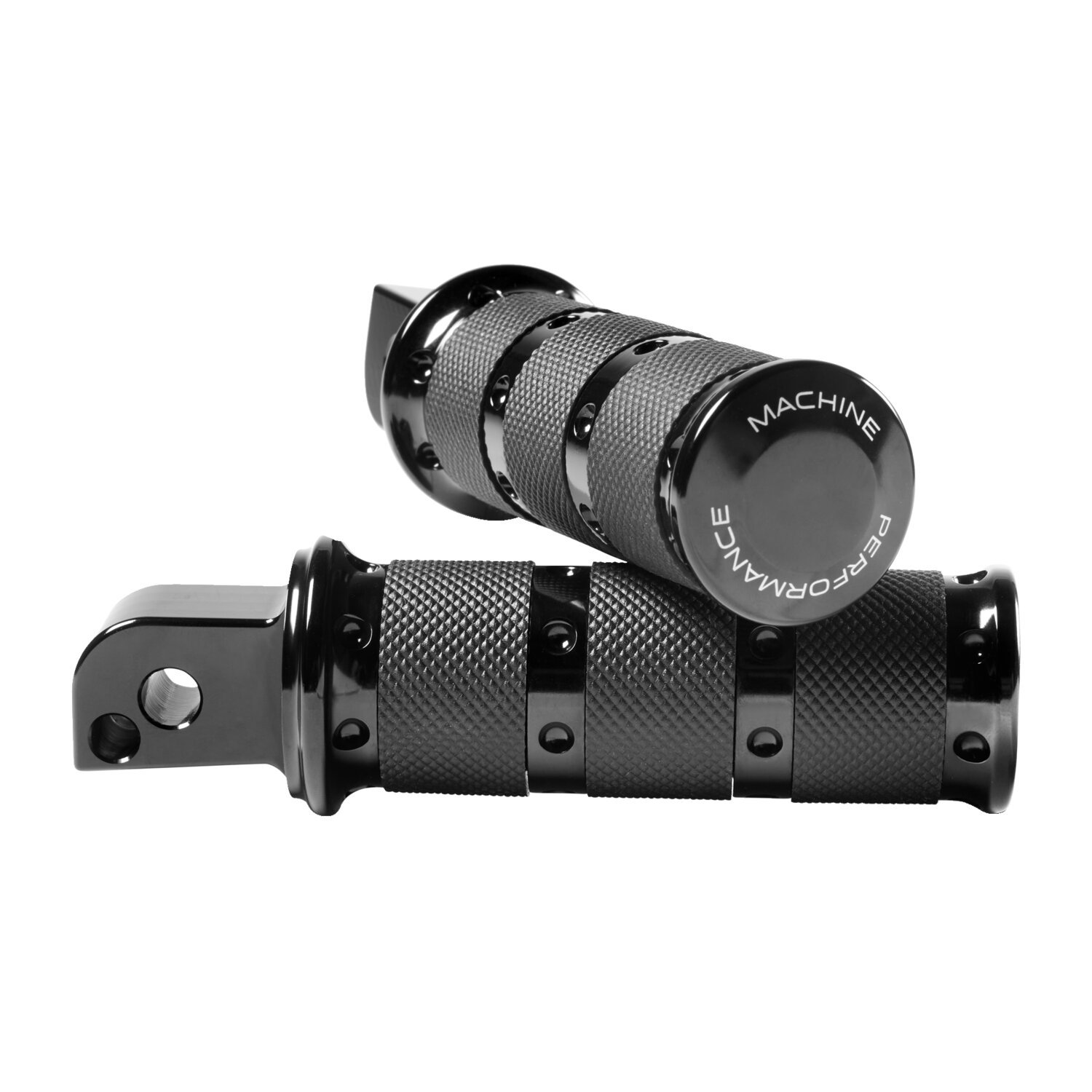 Performance Machine, XLS passenger foot pegs, Black, Polished