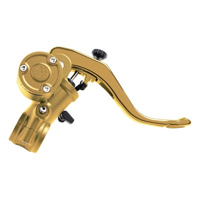 Compatible with 1" handlebars. PM recommends the use of 9/16" bore with all 4 and 6 piston single caliper set ups.  Works with OEM housing. 
Note: The use of the small 125x2 2-piston caliper is not recommended for regular street use. If you insist on using small calipers, PM advises the use of 9/16" bore handlebar master cylinders with both sinlge and dual caliper set-ups. 
Note: A brake light switch must be purchased separately (MCS 599238 or 599233). 
Note: An optional mirror mount clamp is available as 599236 (Black Ops) or 599237 (Gold Ops). 
