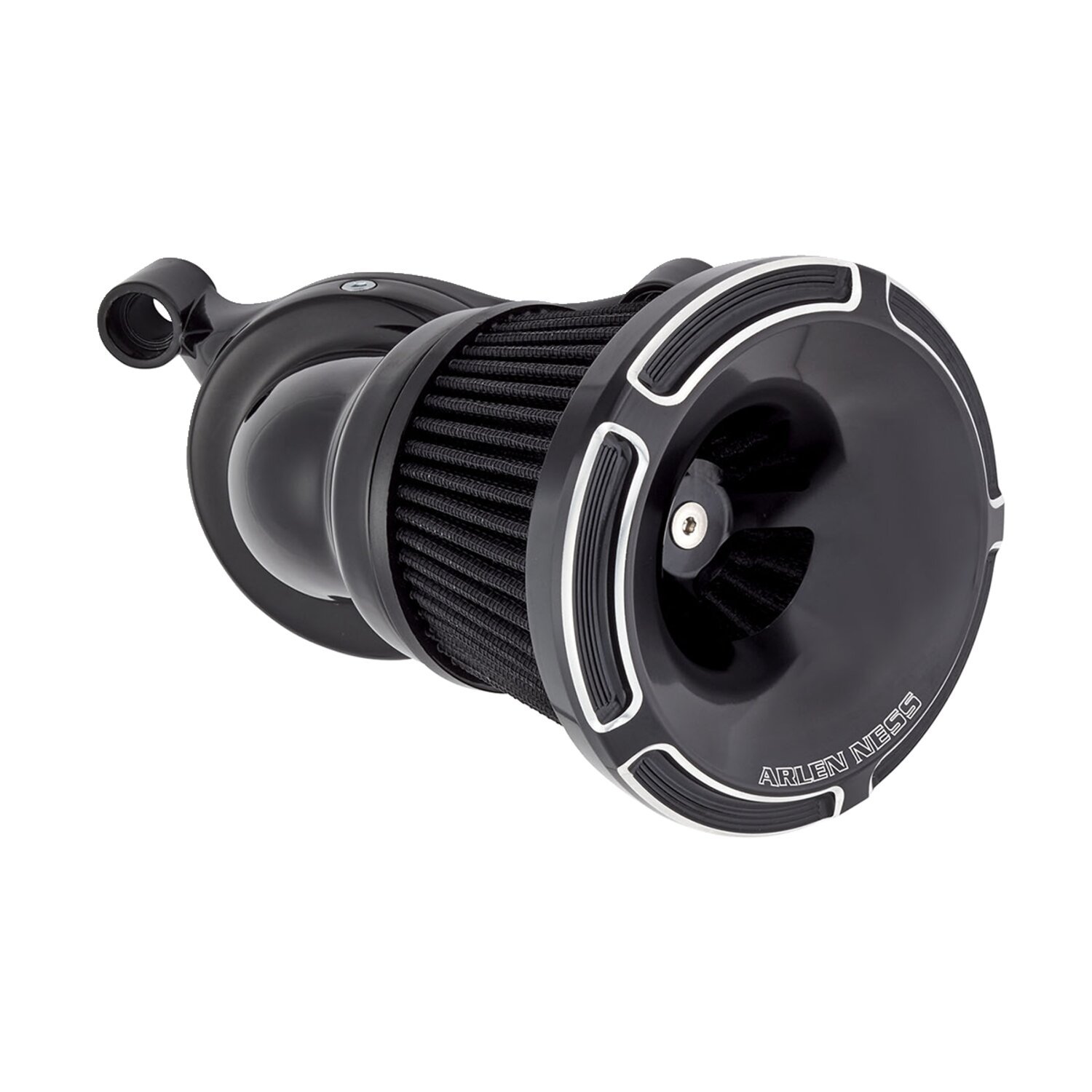 Arlen Ness, Beveled Velocity 65°/90° air cleaner cover. Blk, Black, Contrast Cut