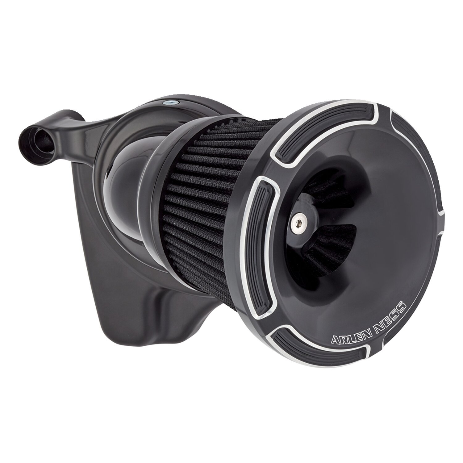 Arlen Ness, Beveled Velocity 65°/90° air cleaner cover. Blk, Black, Contrast Cut
