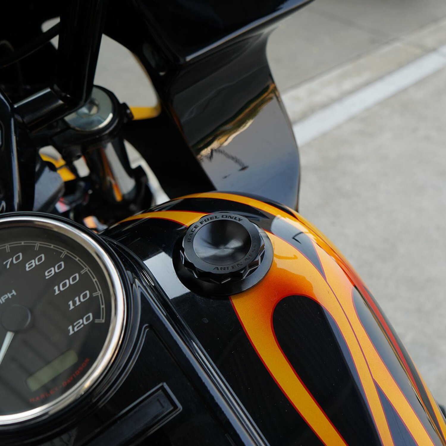 Arlen Ness, gas cap 12, point Black, Black