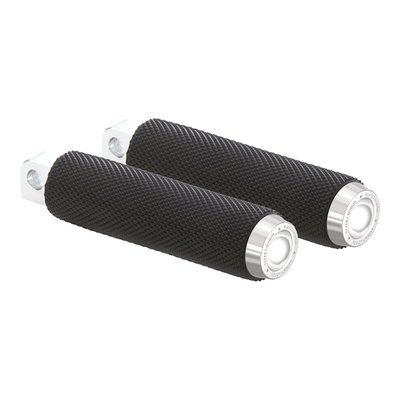 Rubber design features clean style with high traction rubber for excellent foot grip in all riding scenarios. CNC machined billet end cap with laser engraved logo. 

Note: See 599467 for matching shift/brake peg
