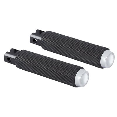 Rubber design features clean style with high traction rubber for excellent foot grip in all riding scenarios. CNC machined billet end cap with laser engraved logo. 

Note: See 599467 for matching shift/brake peg. See 599471 for matching passenger pegs.