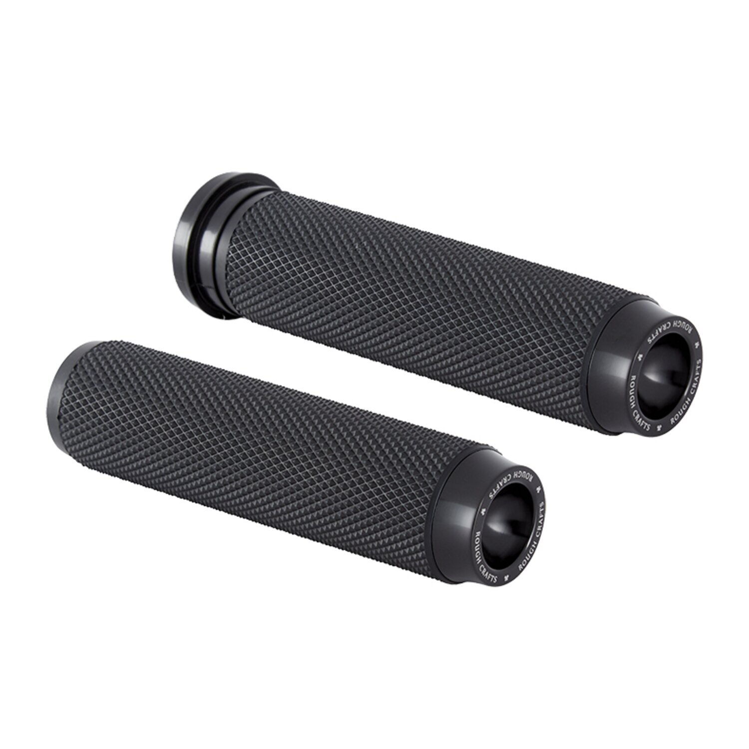 Rough Crafts, knurled rubber handlebar grips, Black