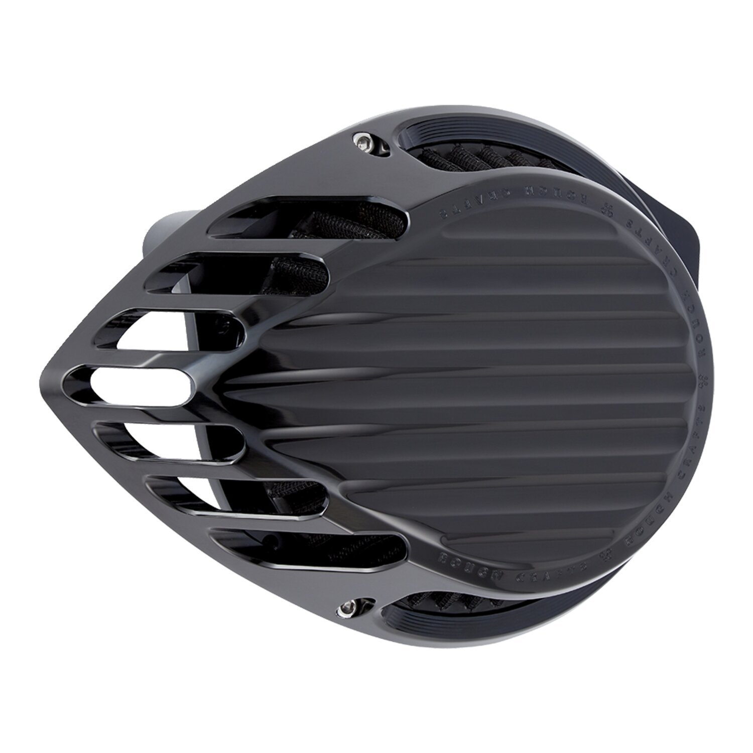 Rough Crafts, Teardrop Finned air cleaner assembly, Black, Matte