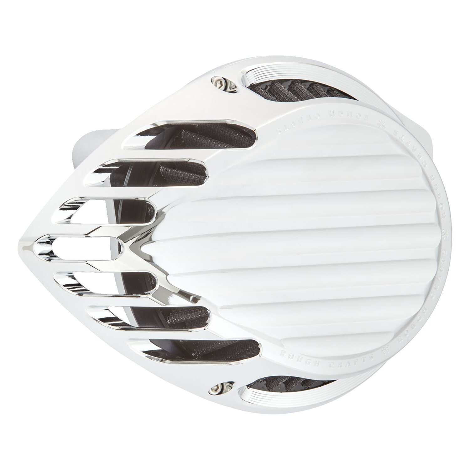 Rough Crafts, Teardrop Finned air cleaner assembly, Chrome