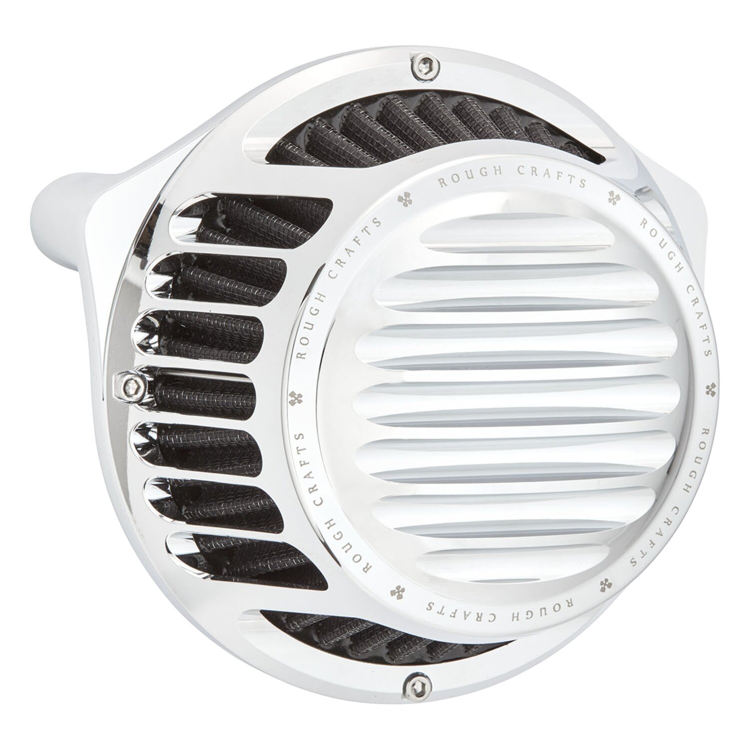 Rough Crafts, Round Finned air cleaner assembly, Chrome