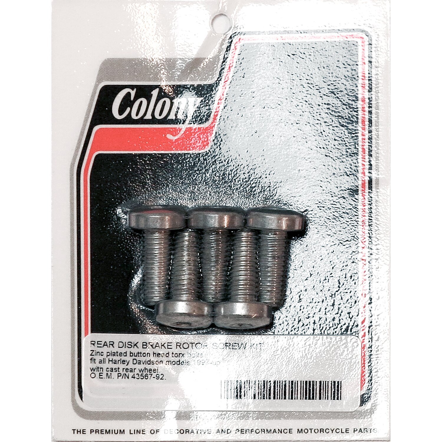 Colony, front/rear brake rotor bolt kit. Button head Torx, Satin