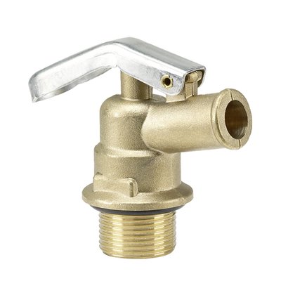 Self-closing brass valve with G 3/4" male connecting threads on both sides. With cord sealing and lever operated. 
Approx. dimensions: 70mm long x 38mm wide x 80mm high.