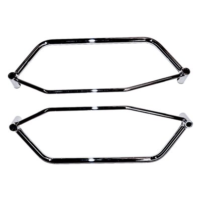 Mounting brackets for Longride saddlebags. Will fit the Longride Heritage Click-on saddlebags and the Longride model specific Iparex & leather saddlebags. Approximate distance between mounting points: 352 mm. 
Note: Is not suitable for click-on system. Only for universal applications.
