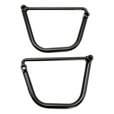 Mounting brackets for Longride saddlebags. Will fit the Longride Heritage Click-on saddlebags and the Longride model specific Iparex & leather saddlebags. Approximate distance between mounting points: 166 mm. 
Note: Is not suitable for click-on system. Only for universal applications.