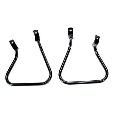 Mounting brackets for Longride saddlebags. Will fit the Longride Heritage Click-on saddlebags and the Longride model specific Iparex & leather saddlebags. Approximate distance between mounting points: 110 mm. 
Note: Is not suitable for click-on system. Only for universal applications.