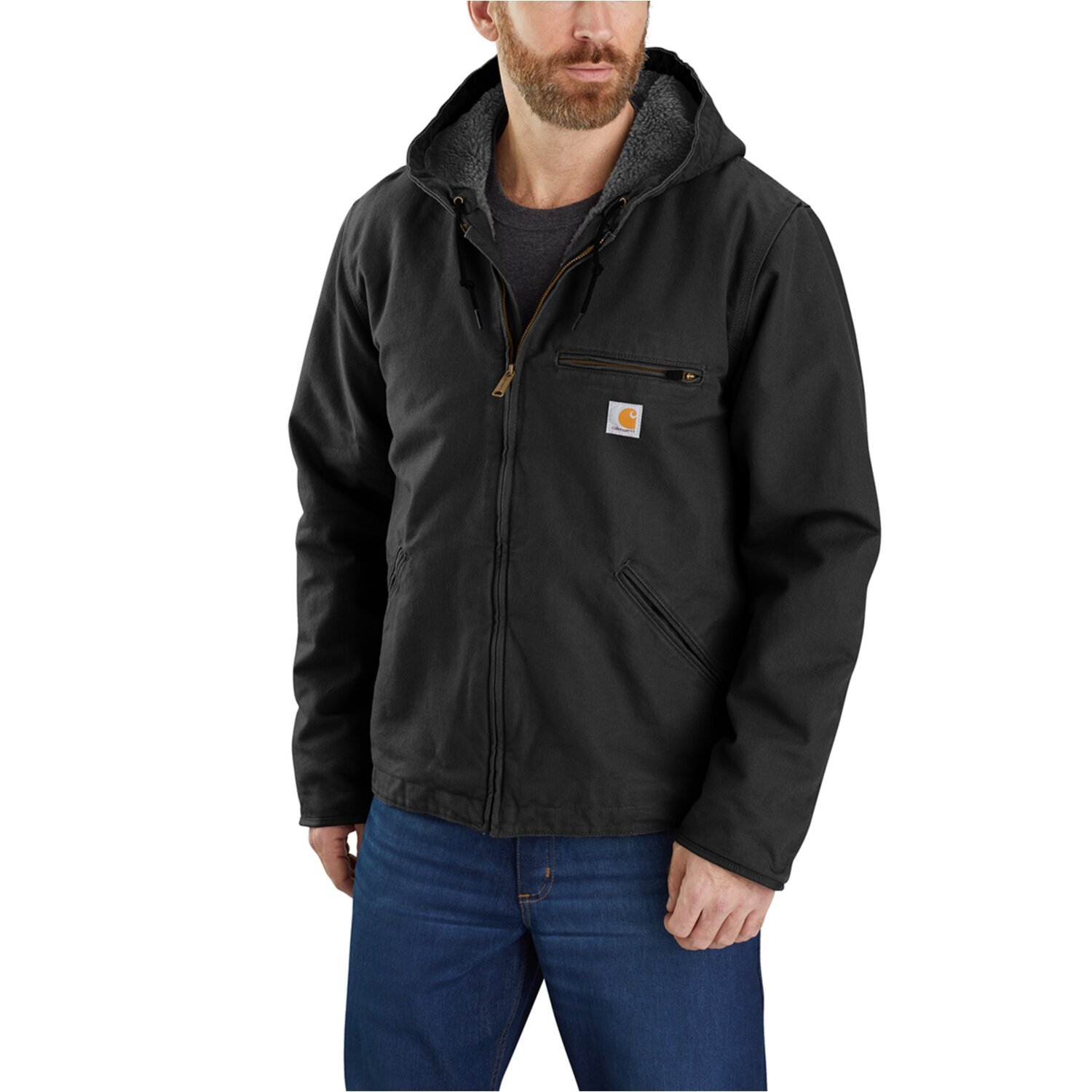 Carhartt Washed duck lined jacket, Black, 2XL
