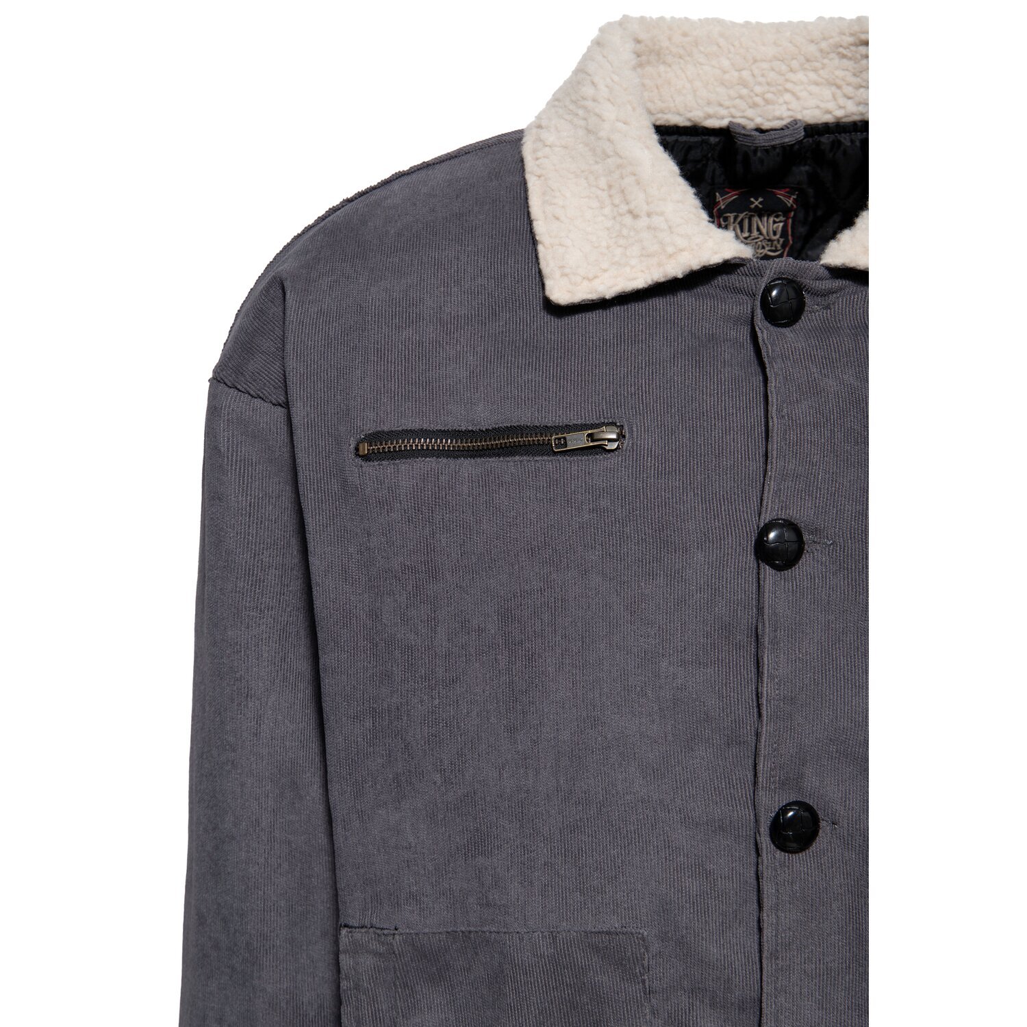 King Kerosin KK corduroy jacket, steel Gray, grey, S