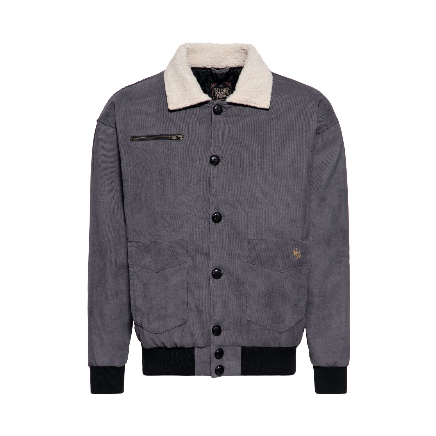 King Kerosin KK corduroy jacket, steel Gray, grey, S
